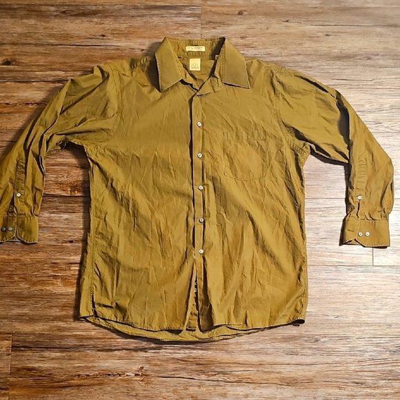 Mens Joseph Abboud Khaki Cotton Long Sleeve Shirt Large - Picture 1 of 4